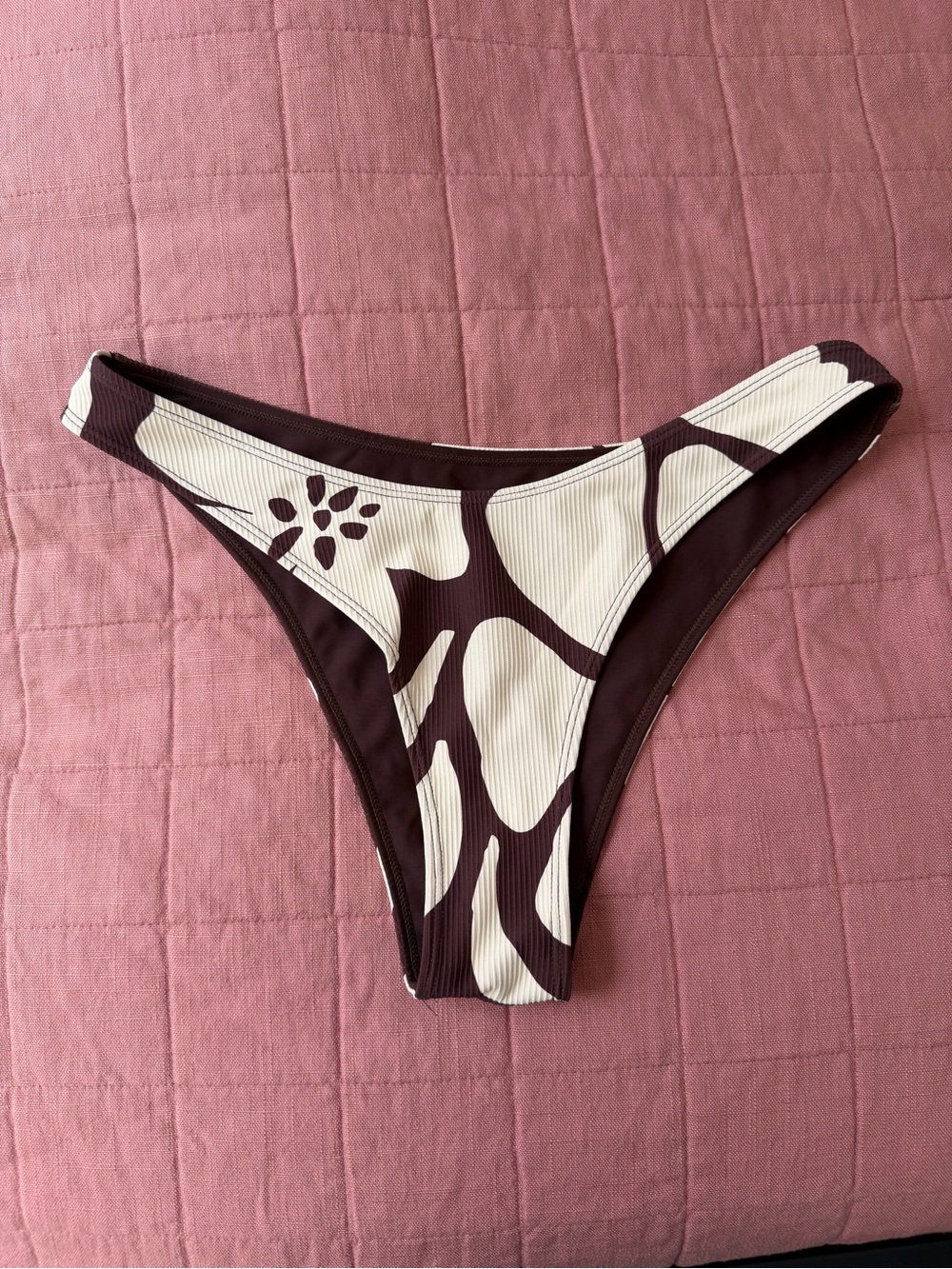 Ochre Lane 80s Brown & Cream Patterned Bikini Bottom